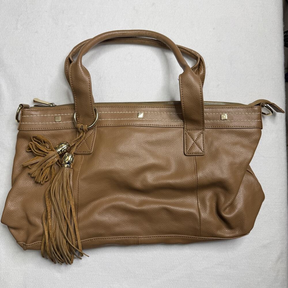 Cuore & Pelle Satchel Bag Womens Large Brown Leather Tassel Shoulder Top Handle